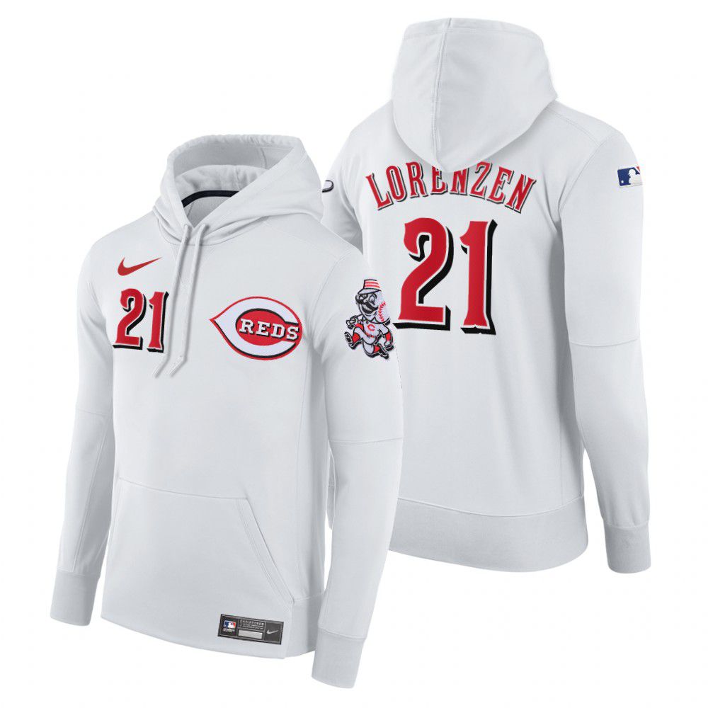 Cheap Men Cincinnati Reds 21 Lorenzen white home hoodie 2021 MLB Nike Jerseys